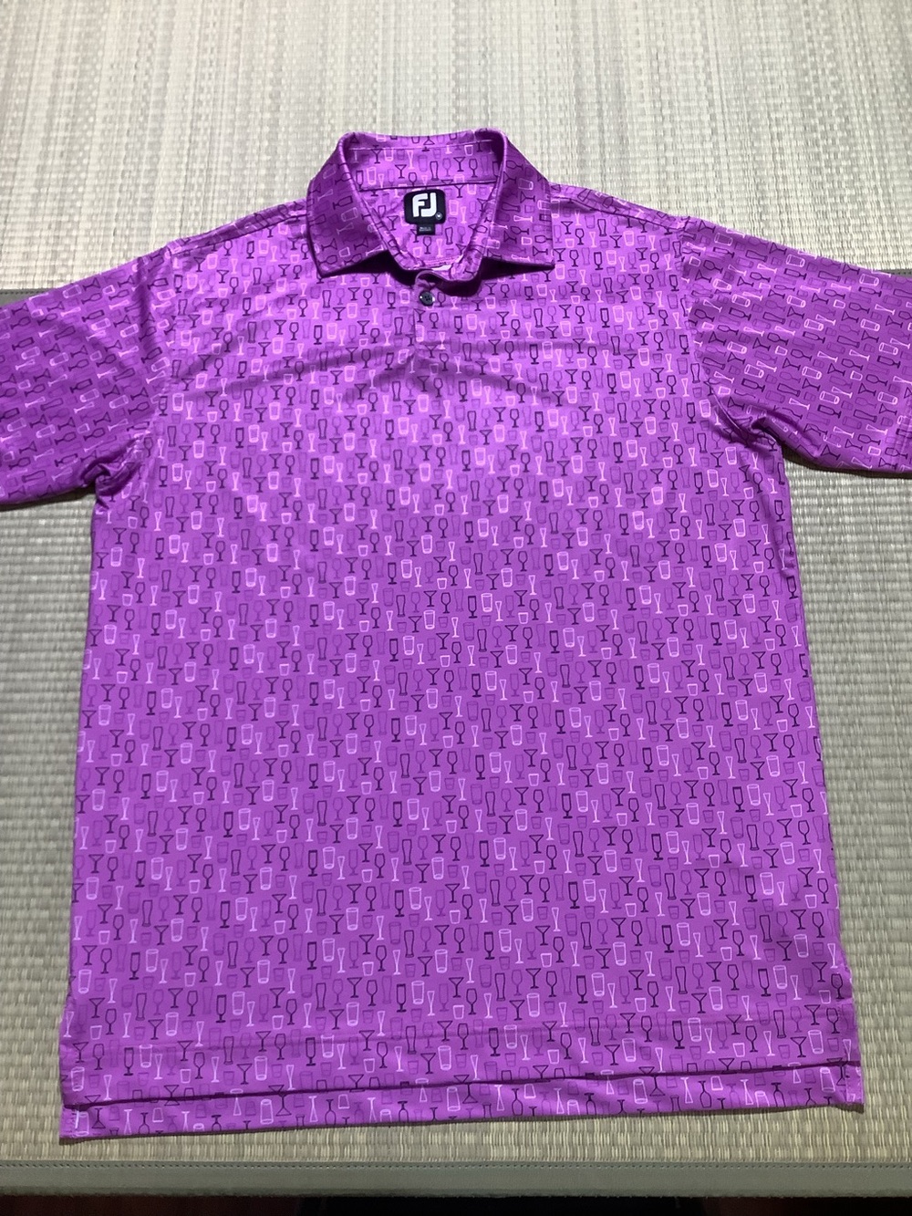 FootJoy Men’s Purple Lisle Glass Print Patterned Golf Polo
